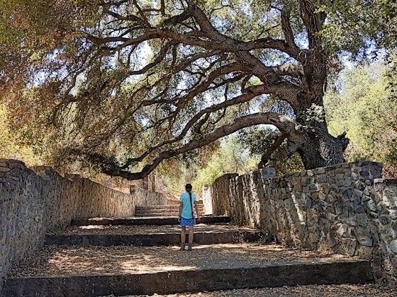 Hiker at Dos Picos County Park in San Diego County 