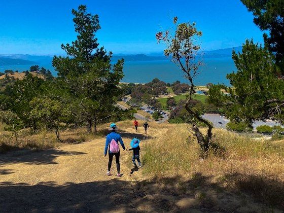 Hikers heading towards Keller Beach in Miller Knox Regional Park East Bay 